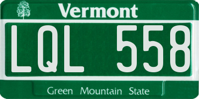 VT license plate LQL558
