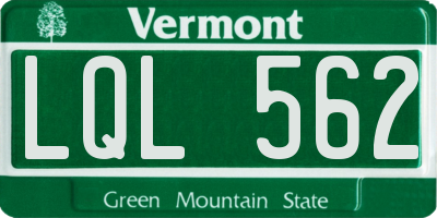 VT license plate LQL562