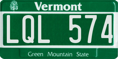 VT license plate LQL574