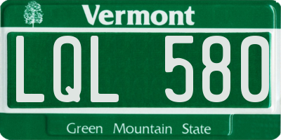 VT license plate LQL580