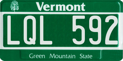 VT license plate LQL592