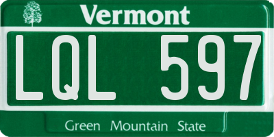 VT license plate LQL597