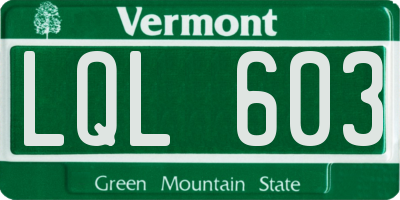 VT license plate LQL603