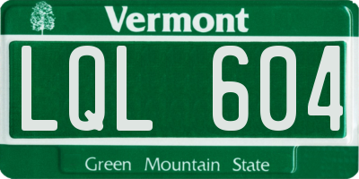 VT license plate LQL604