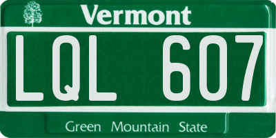 VT license plate LQL607