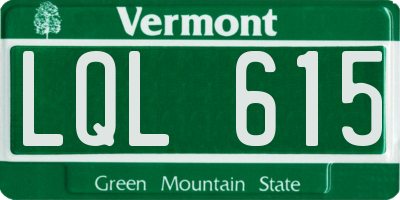 VT license plate LQL615