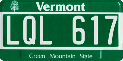 VT license plate LQL617