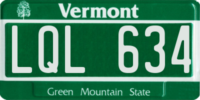 VT license plate LQL634