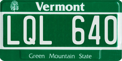 VT license plate LQL640