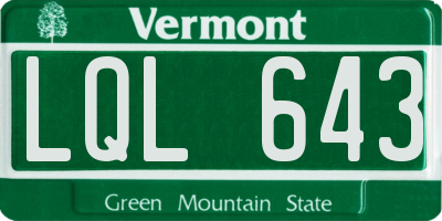 VT license plate LQL643