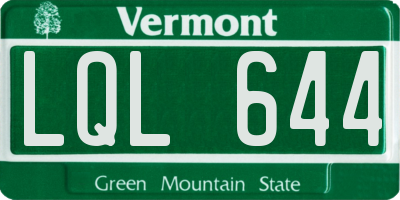 VT license plate LQL644