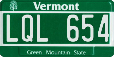VT license plate LQL654