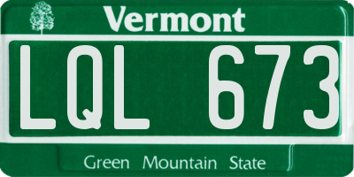 VT license plate LQL673