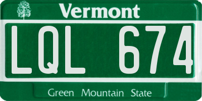 VT license plate LQL674