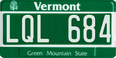 VT license plate LQL684