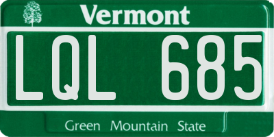 VT license plate LQL685