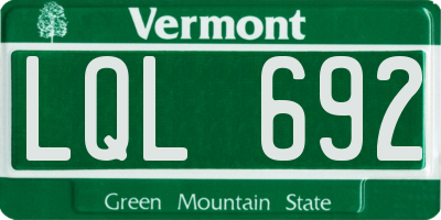 VT license plate LQL692