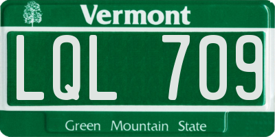 VT license plate LQL709