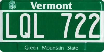 VT license plate LQL722