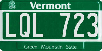 VT license plate LQL723