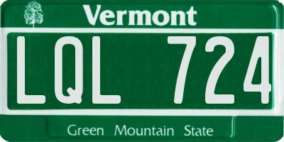 VT license plate LQL724