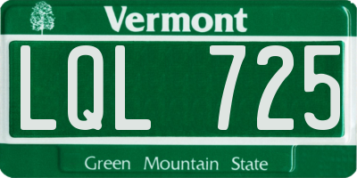 VT license plate LQL725
