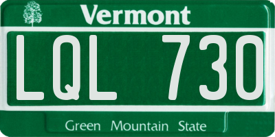VT license plate LQL730