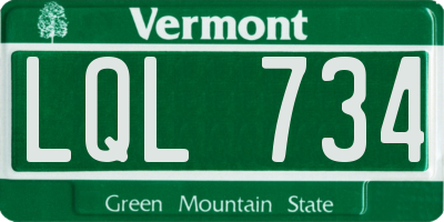 VT license plate LQL734