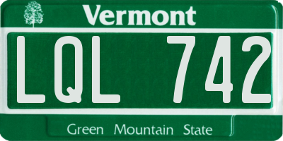 VT license plate LQL742