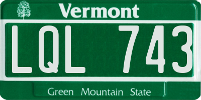VT license plate LQL743