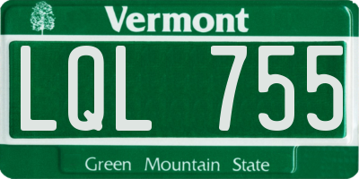 VT license plate LQL755