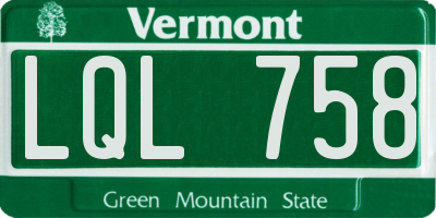 VT license plate LQL758