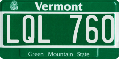 VT license plate LQL760