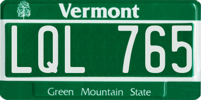 VT license plate LQL765