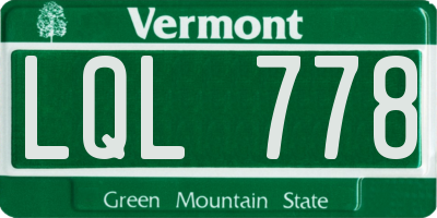 VT license plate LQL778