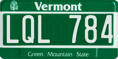 VT license plate LQL784