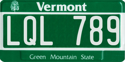 VT license plate LQL789