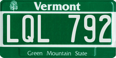 VT license plate LQL792