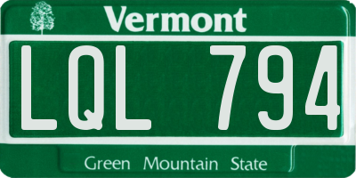 VT license plate LQL794
