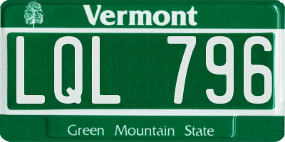 VT license plate LQL796