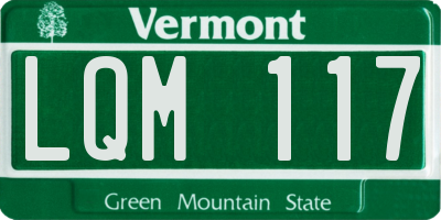 VT license plate LQM117