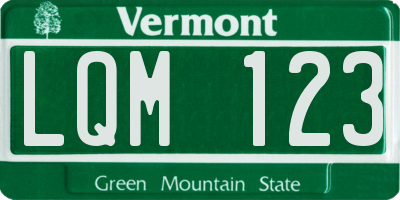 VT license plate LQM123