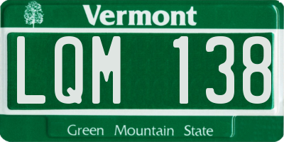 VT license plate LQM138