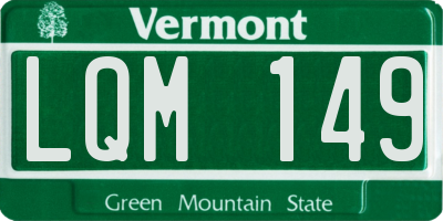 VT license plate LQM149