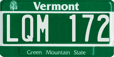 VT license plate LQM172