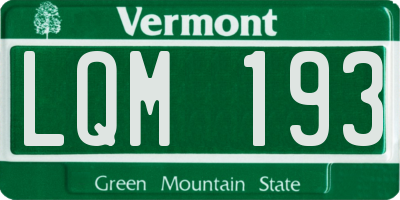 VT license plate LQM193