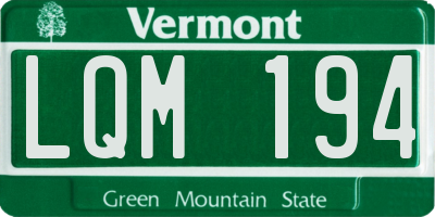 VT license plate LQM194