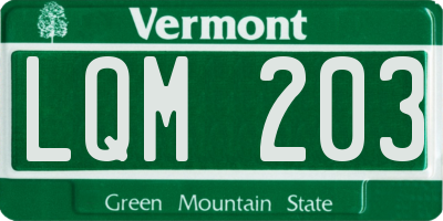 VT license plate LQM203