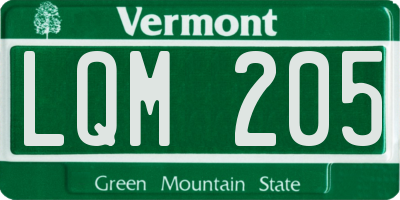 VT license plate LQM205