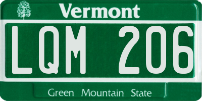 VT license plate LQM206